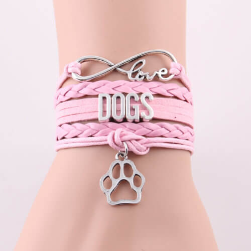 Infinity Love For Dogs Bracelet Pink