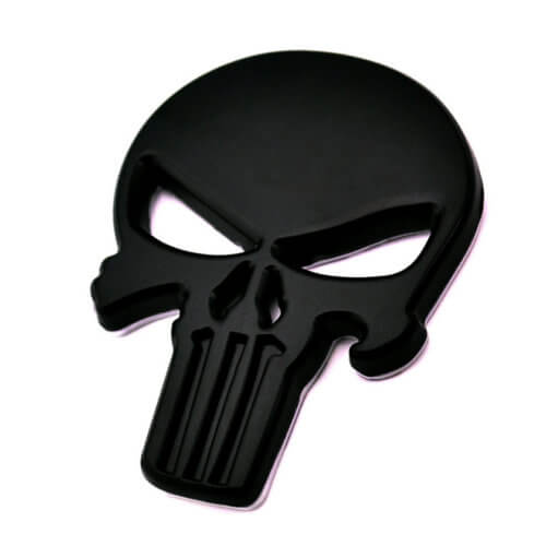 Skull Metal Car Sticker Black