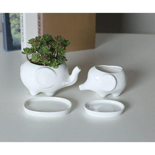 Mini Ceramic Elephant Planter