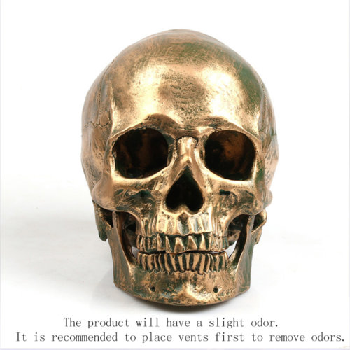 Handmade Flame Bronze Decorative Skull