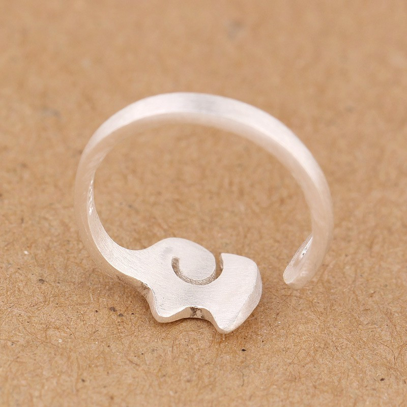 Matte 925 Sterling Silver Elephant Ring