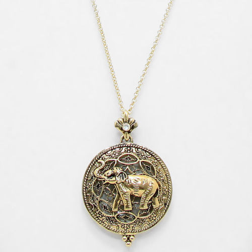 Elephant Necklace With Magnifying Glass Pendant