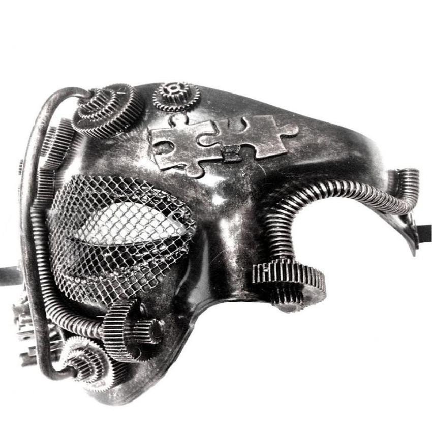 Steampunk Style Silver Phantom Half Face Men Masquerade Mask