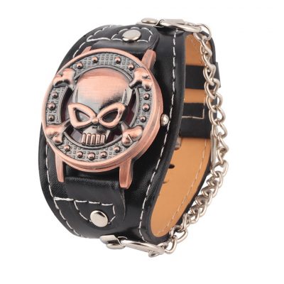 Leather Skull Bracelet Watch