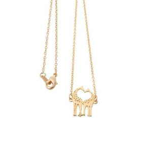 Collana Giraffe Che Si Baciano In Argento Sterling 925 – Ciondolo Romantico 20x13mm Su Catenina, Idea Regalo In Scatola Portagioie - 3