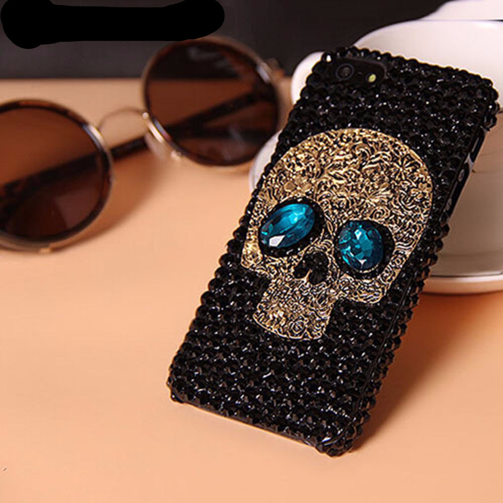 Metal Saphire Eye Skull Phone Case Cover - 3D Diamond Rhinestone