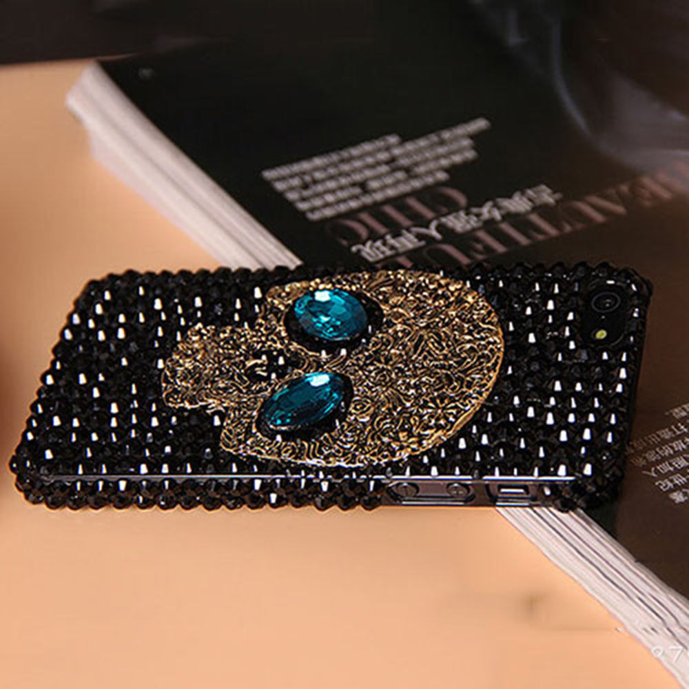 Metal Saphire Eye Skull Phone Case Cover - 3D Diamond Rhinestone