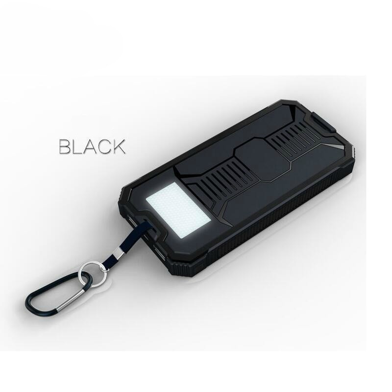 Solar Charger - 12,000 mAh Backup Power Supply With Dual USB, Solar Panel, Waterproof, Phone Charger
