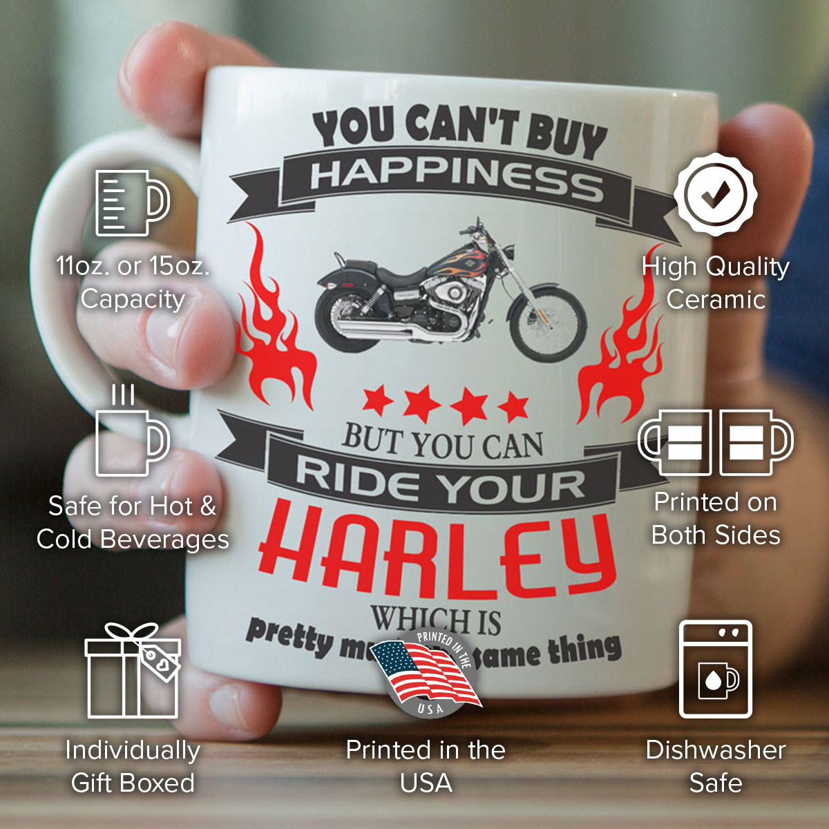 "You Can't Buy Happiness" Harley Mug