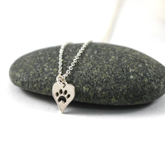 Dog Paw Print Heart Necklace