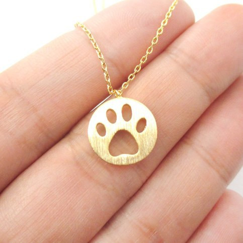 Dog Paw Print Coin Shaped Necklace