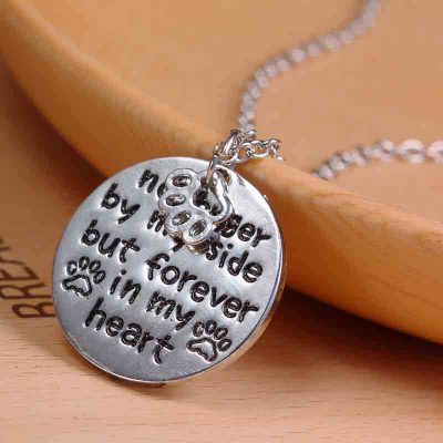 "No Longer by My Side But Forever In My Heart" Pet Memorial Necklace