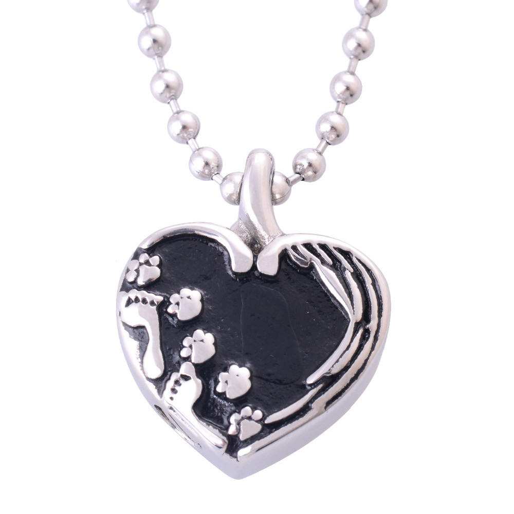 Stainless Steel Heart Pendant Urn Dog Memorial Necklace