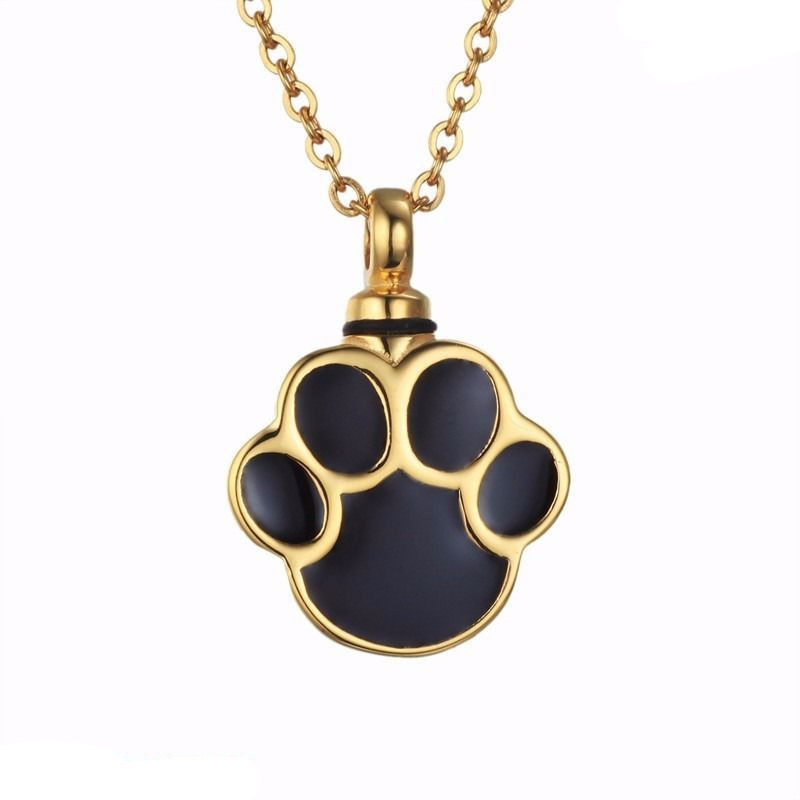 Gold Paw Cremation Urn Necklace