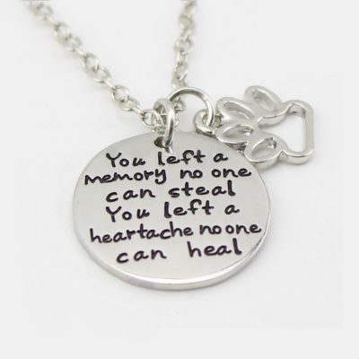 "You Left A Memory No One Can Steal" Pet Memorial Necklace
