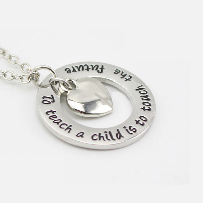 "To Teach A Child Is To Touch The Future" Teacher Necklace