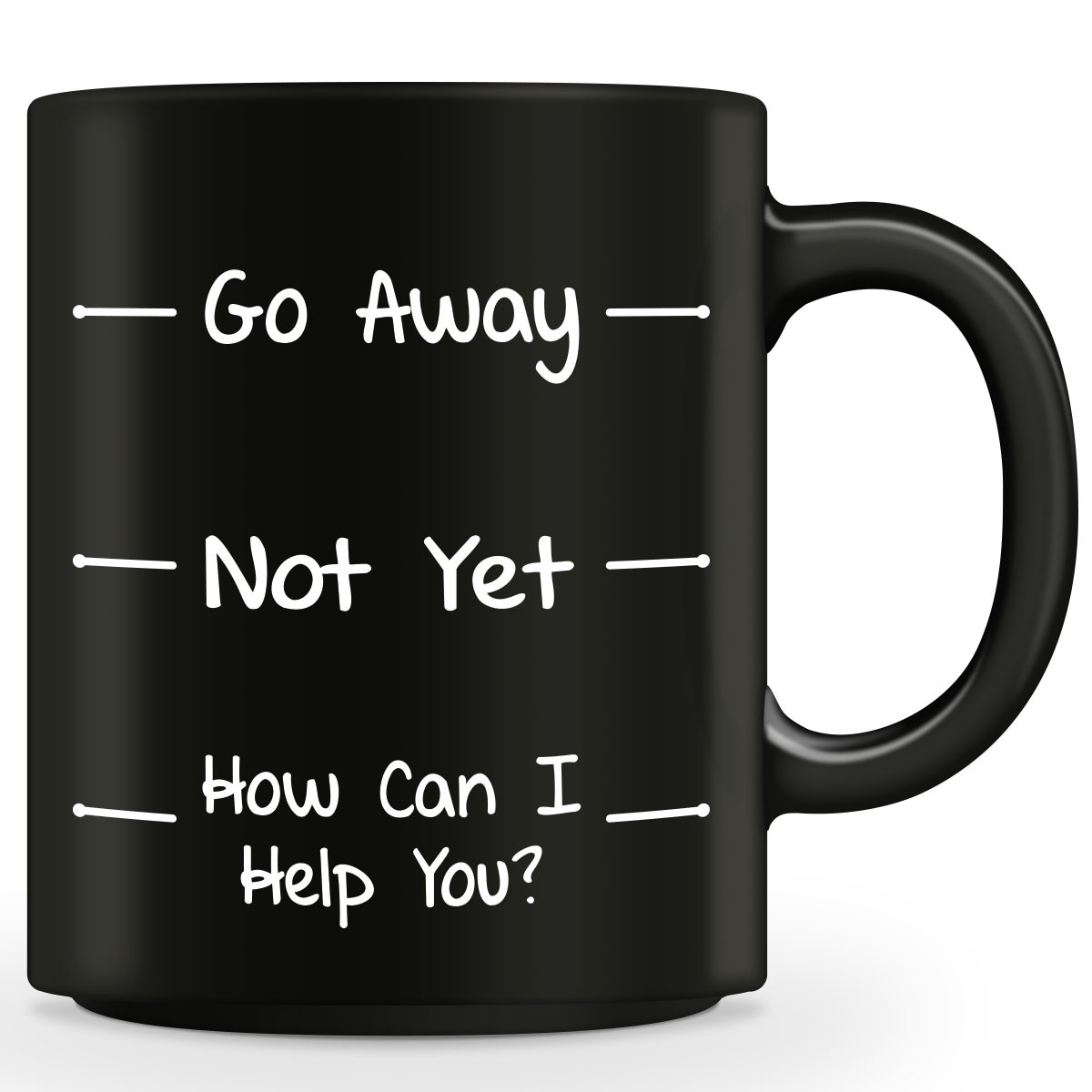 "Go Away, Not Yet, How Can I Help You" Funny Mug
