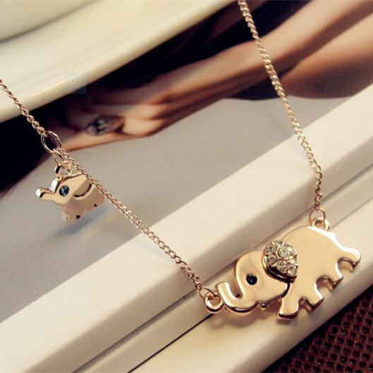 Cute Elephant Family Stroll Necklace