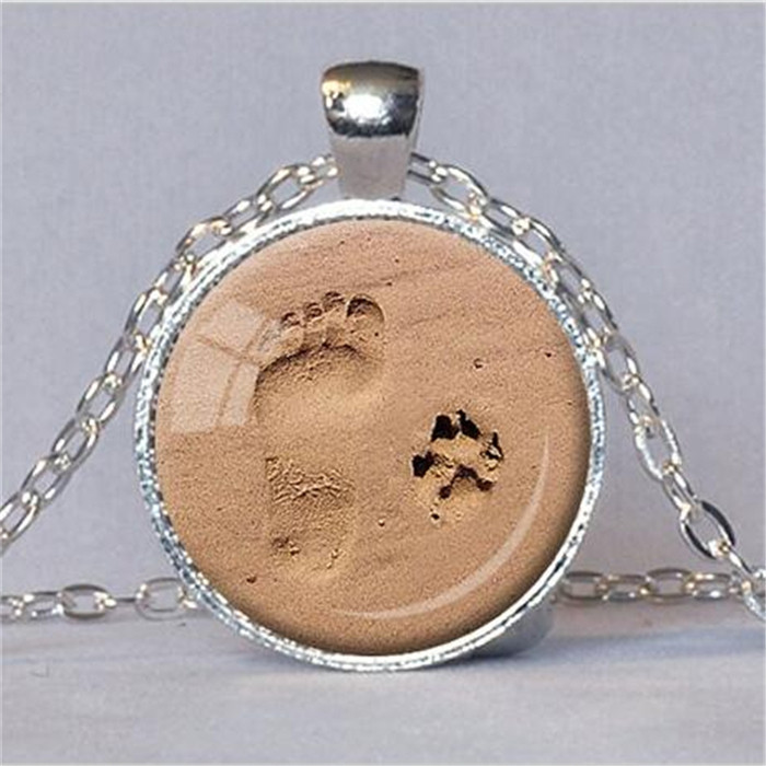 Dog Paw And Footprint Necklace