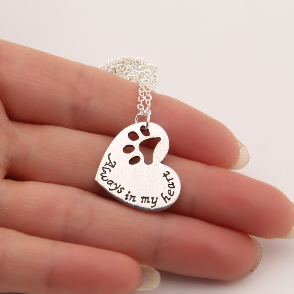 "Always In My Heart" Dog Paw Memorial Necklace