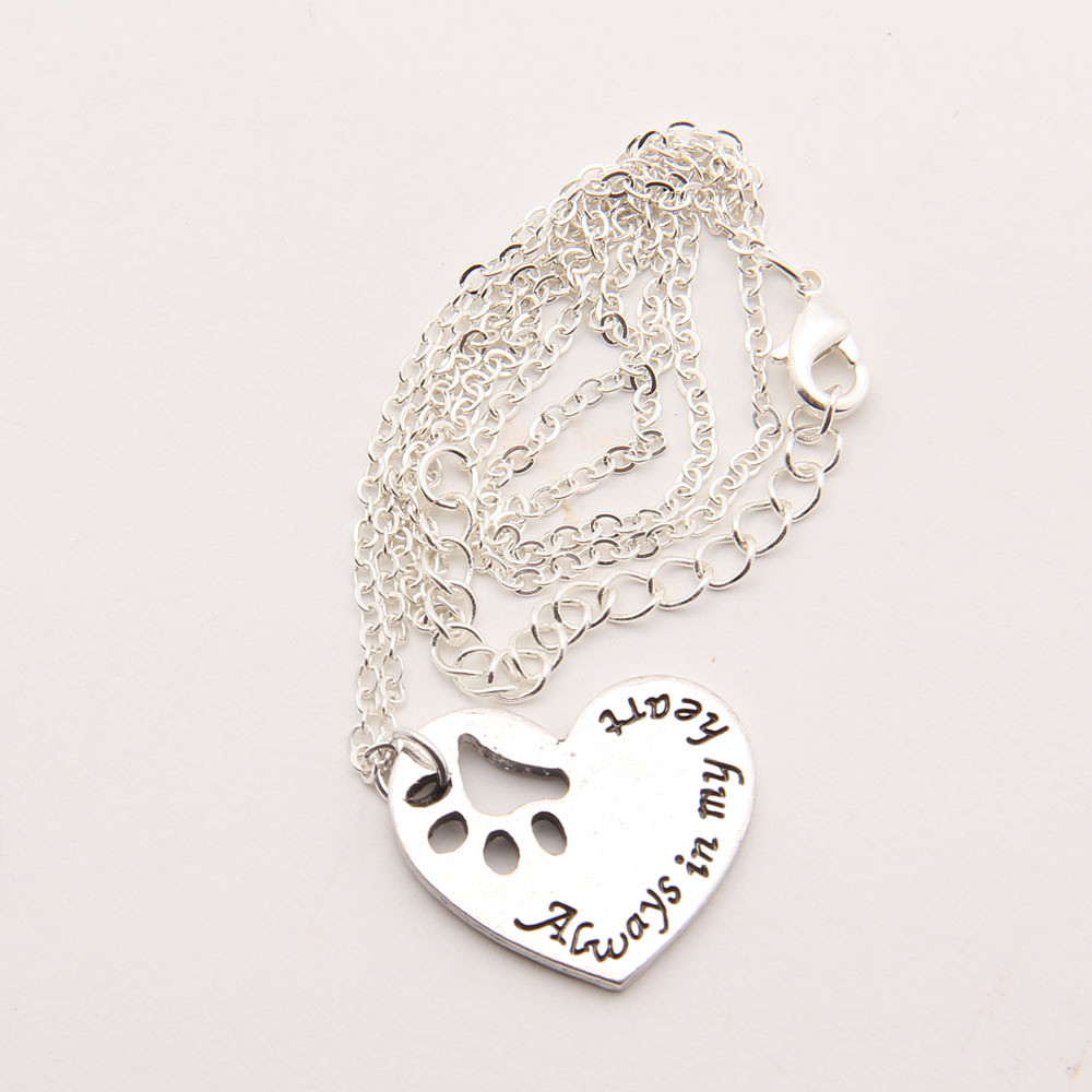 "Always In My Heart" Dog Paw Memorial Necklace