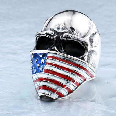 American Flag Skull Ring